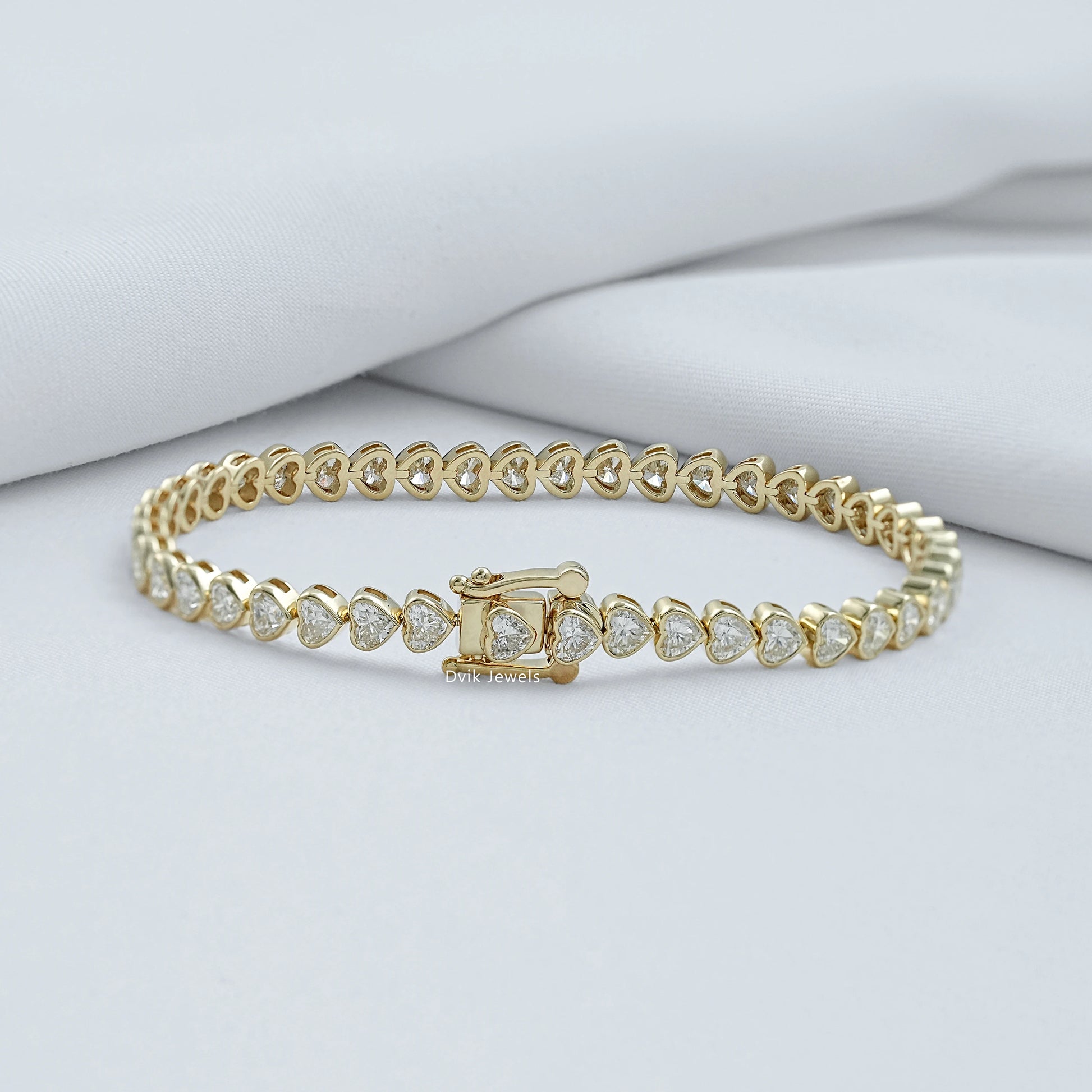 Bezel Set Heart Cut Lab Diamond Tennis Bracelet Bracelet