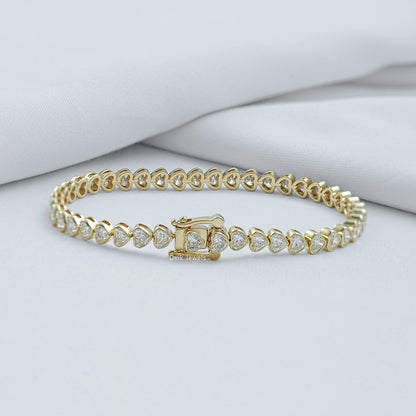 Bezel Set Heart Cut Lab Diamond Tennis Bracelet Bracelet