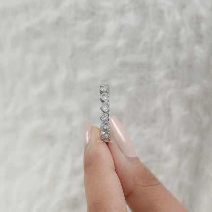 Heart Cut Bezel Set Lab Diamond Full Eternity Band