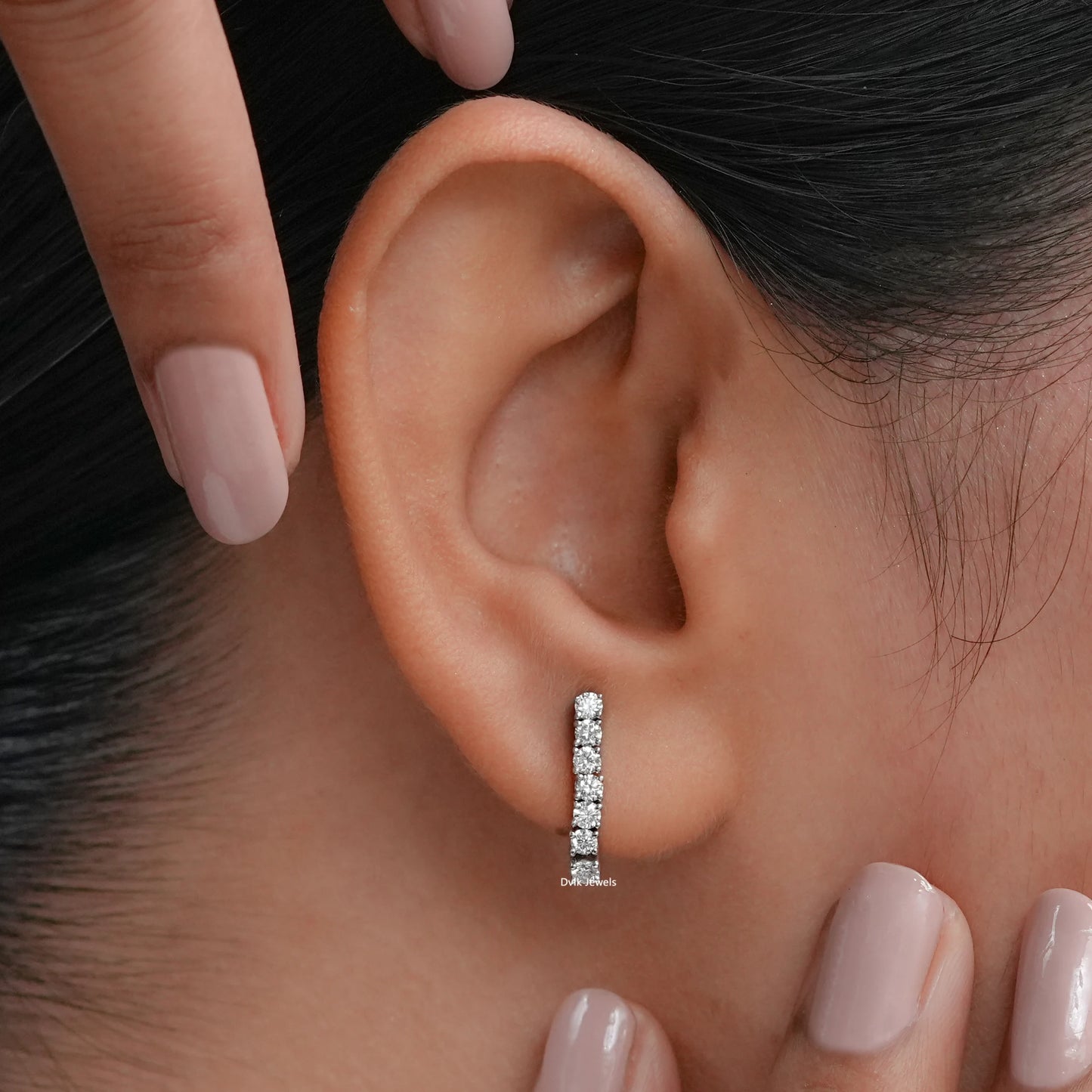 Round Cut Lab Diamond Bar Earrings