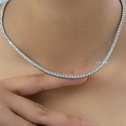 Slim Round Cut Lab Diamond Tennis Necklace Necklace
