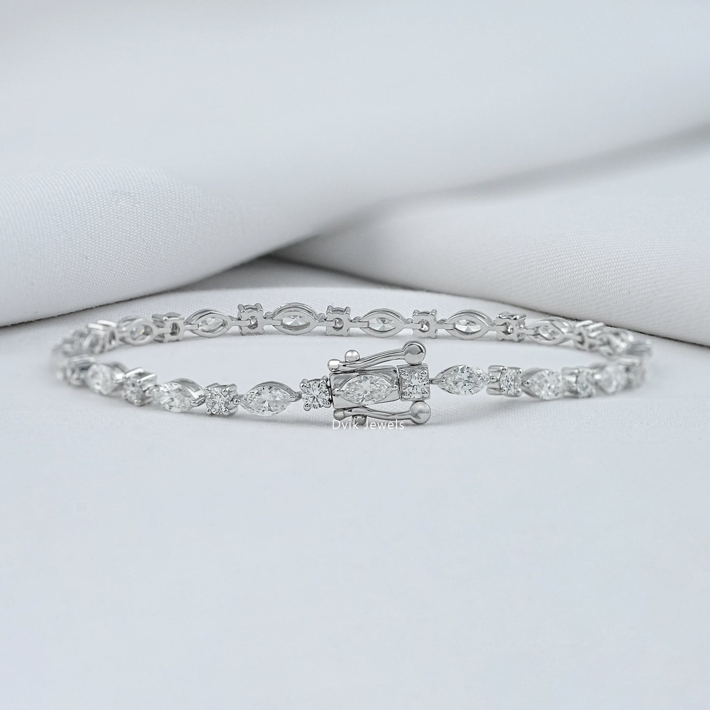 Marquise And Round Cut Lab Diamond Tennis Bracelet Bracelet
