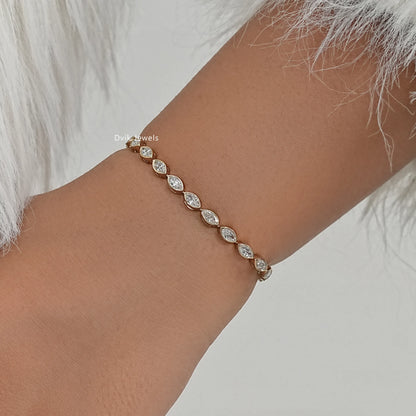 Marquise Cut Lab Diamond Bezel Set Tennis Bracelet Bracelet