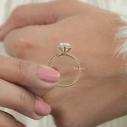 Marquise Cut Lab Diamond Hidden Halo Accent Ring