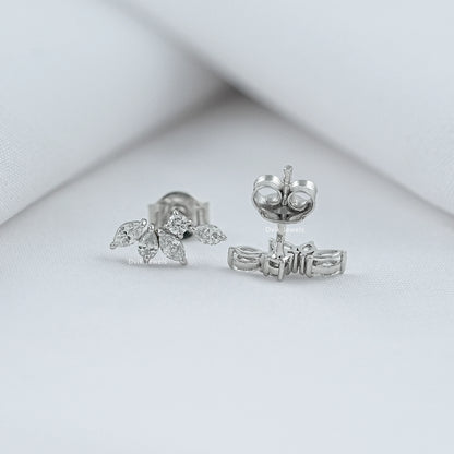 Marquise Cut Lab Diamond Leaf Cluster Stud Earrings Earrings