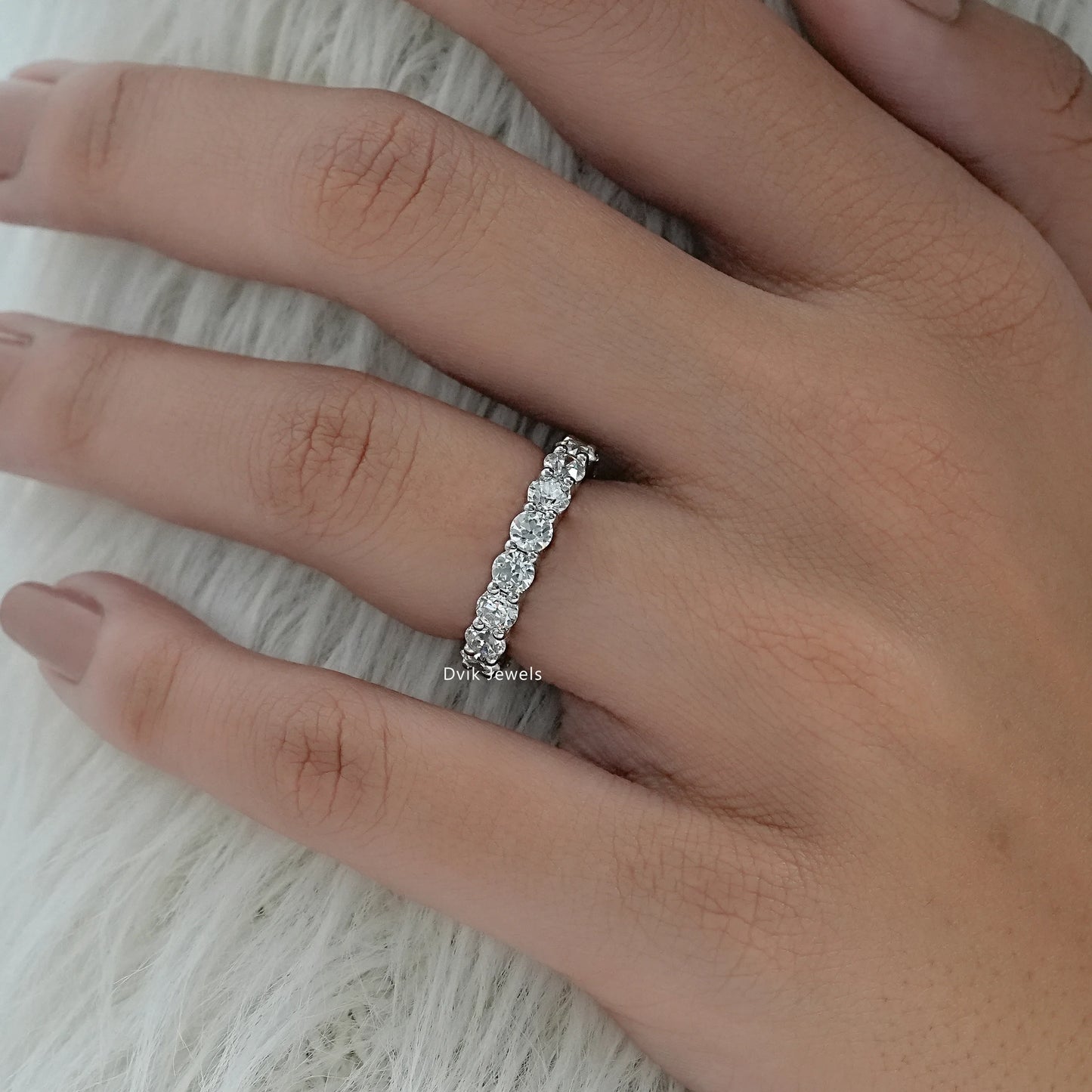 OEC Round Cut Lab Diamond Full Eternity Wedding Band Band