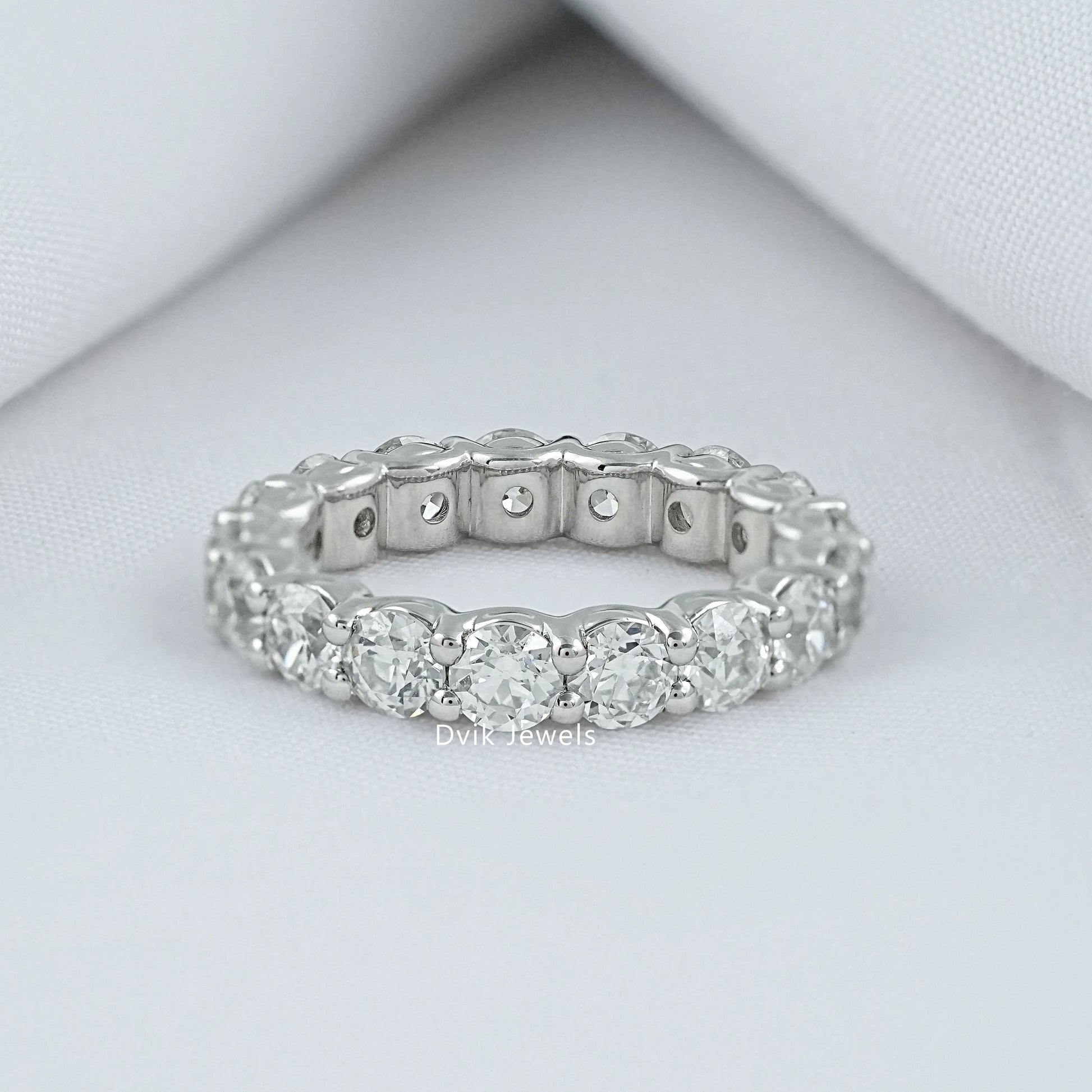 OEC Round Cut Lab Diamond Full Eternity Wedding Band Band