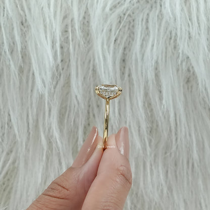 Old Mine Cushion Cut Lab Diamond Hidden Halo Solitaire Ring Ring