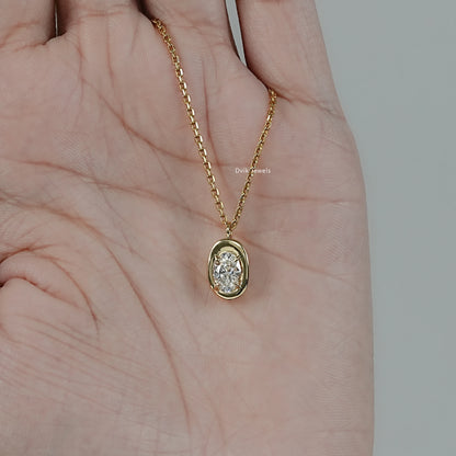 Bezel Style Oval Cut Lab Diamond Pendant