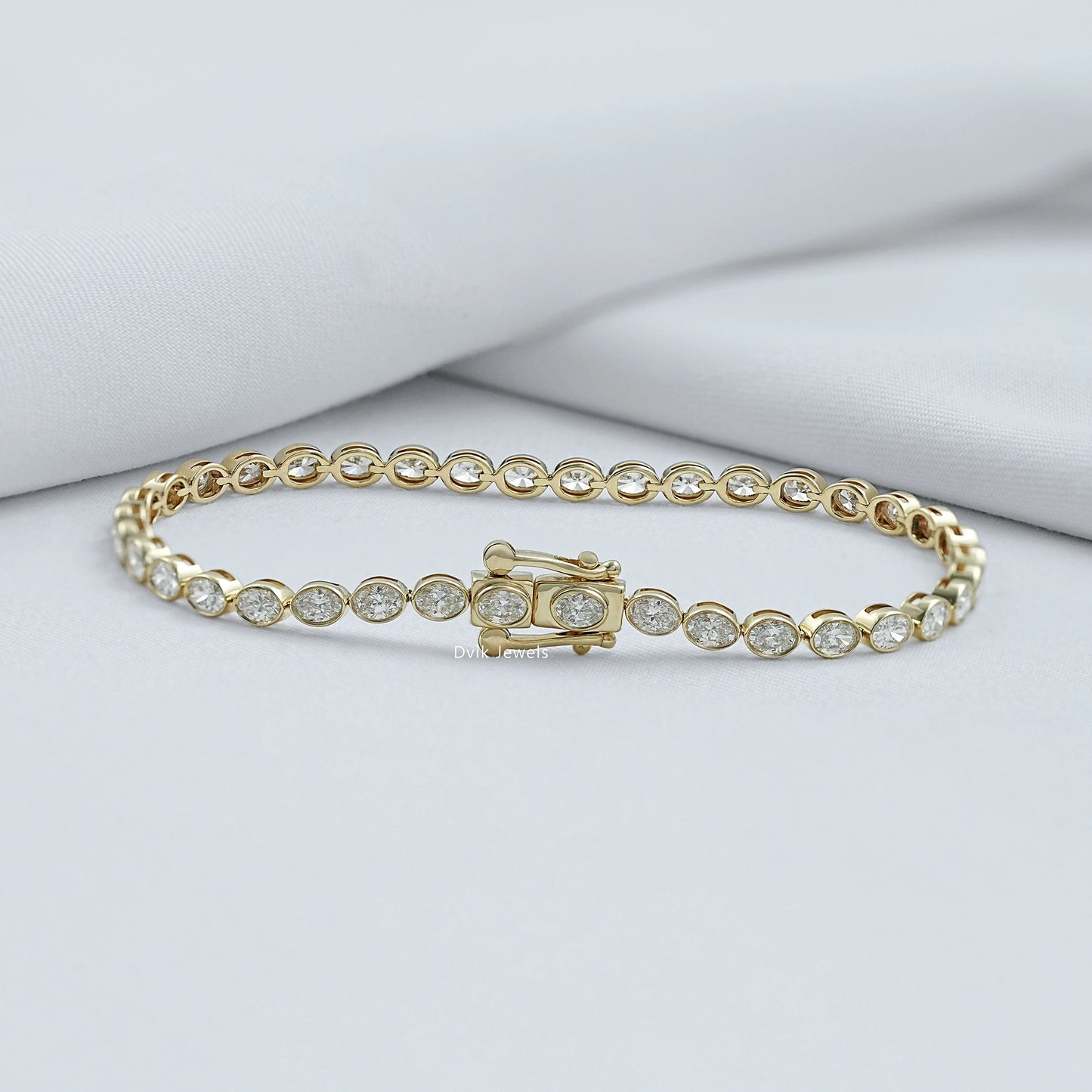 Oval Cut Diamond  Bezel Set Tennis Bracelet