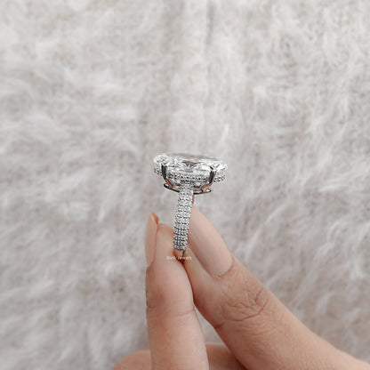 Classic Hidden Halo Oval Cut Diamond Ring