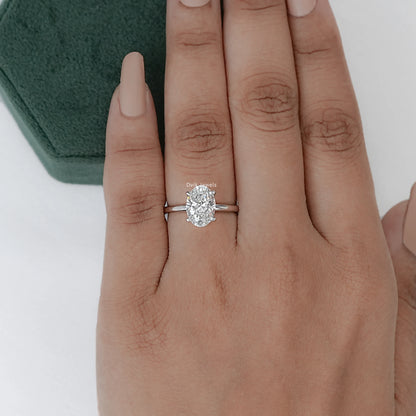 Oval Cut Lab Diamond Solitaire Engagement Ring