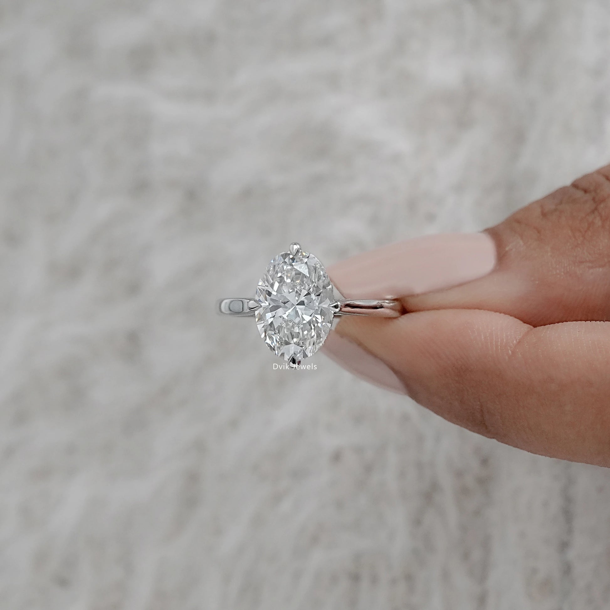 Oval Cut Hidden Halo Lab Diamond Engagement Ring Ring