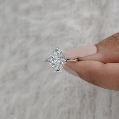 Oval Cut Hidden Halo Lab Diamond Engagement Ring Ring