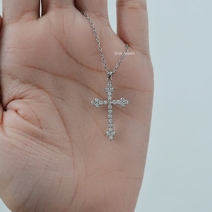 Pavé Lab Diamond Cross Pendant Necklace Pendant
