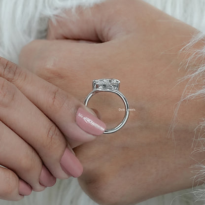 Pear Cut Lab Diamond Curved Solitaire Ring