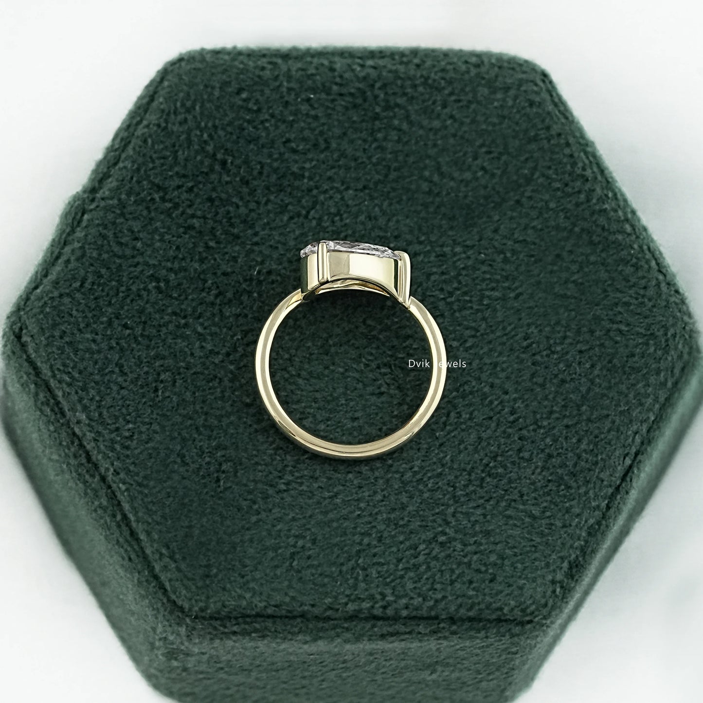 Pear Cut Lab Diamond Curved Solitaire Ring