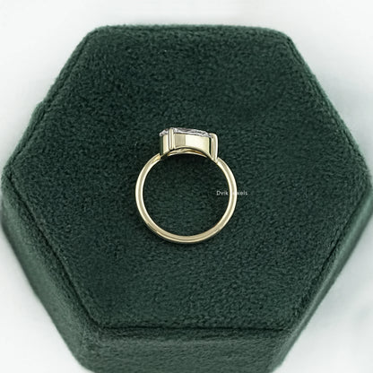 Pear Cut Lab Diamond Curved Solitaire Ring