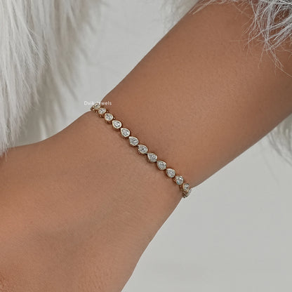 Pear Cut Lab Diamond Bezel Set Tennis Bracelet