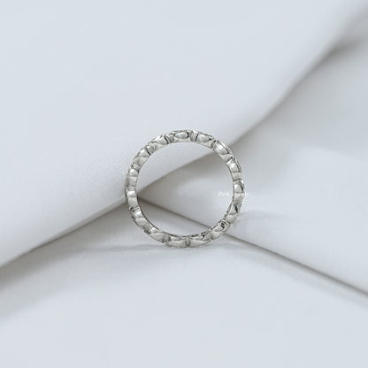 Bezel Set Pear Cut Lab Diamond Full Eternity Wedding Band