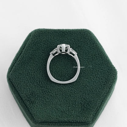 Three Stone Pear Cut Lab Diamond Engagement Ring Ring