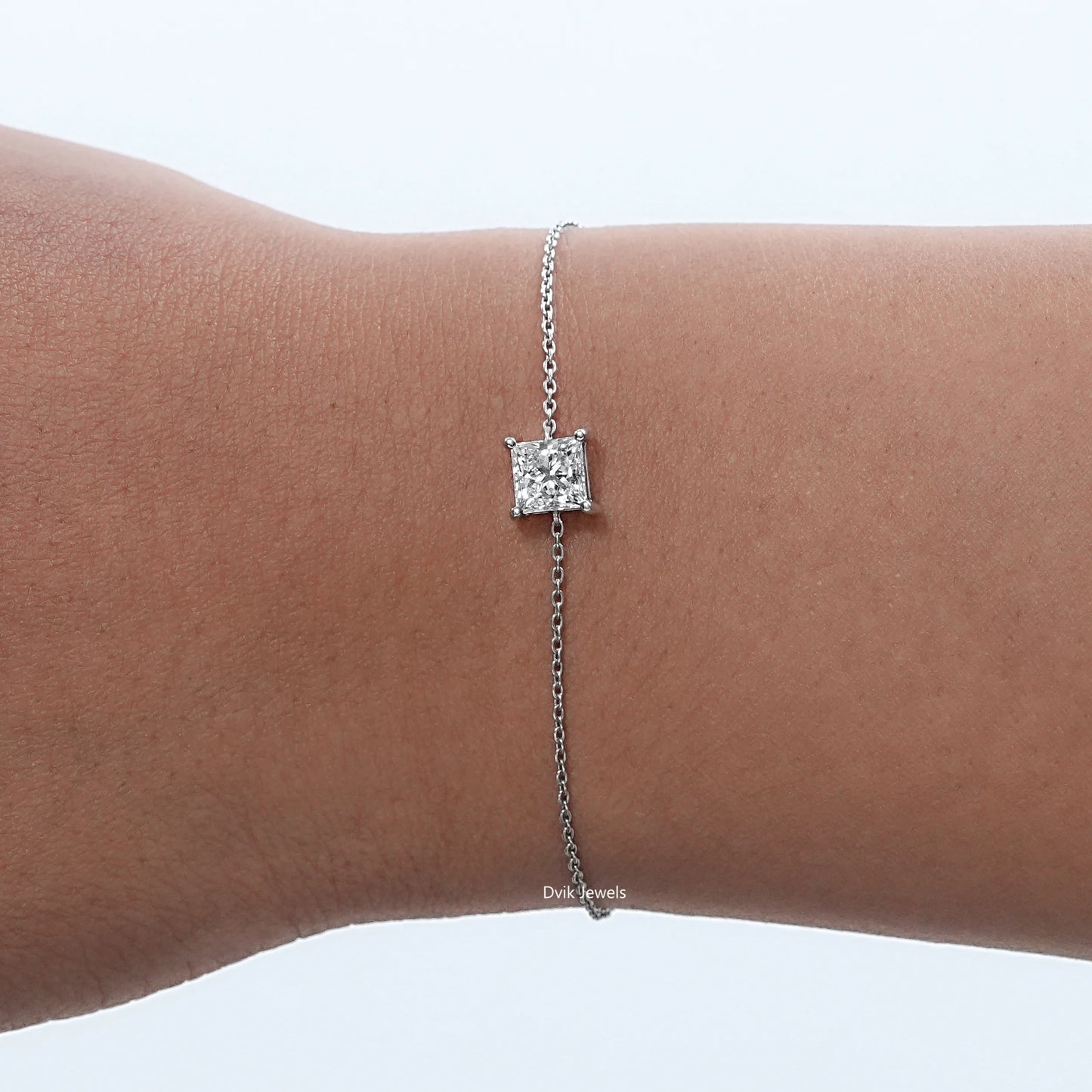 Princess Cut Lab Grown Diamond Solitaire Bracelet