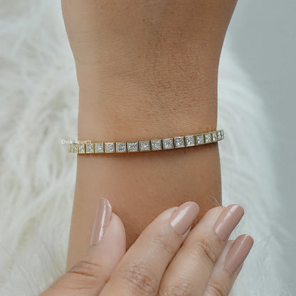 Bezel Set Princess Cut Diamond Tennis Bracelet Bracelet