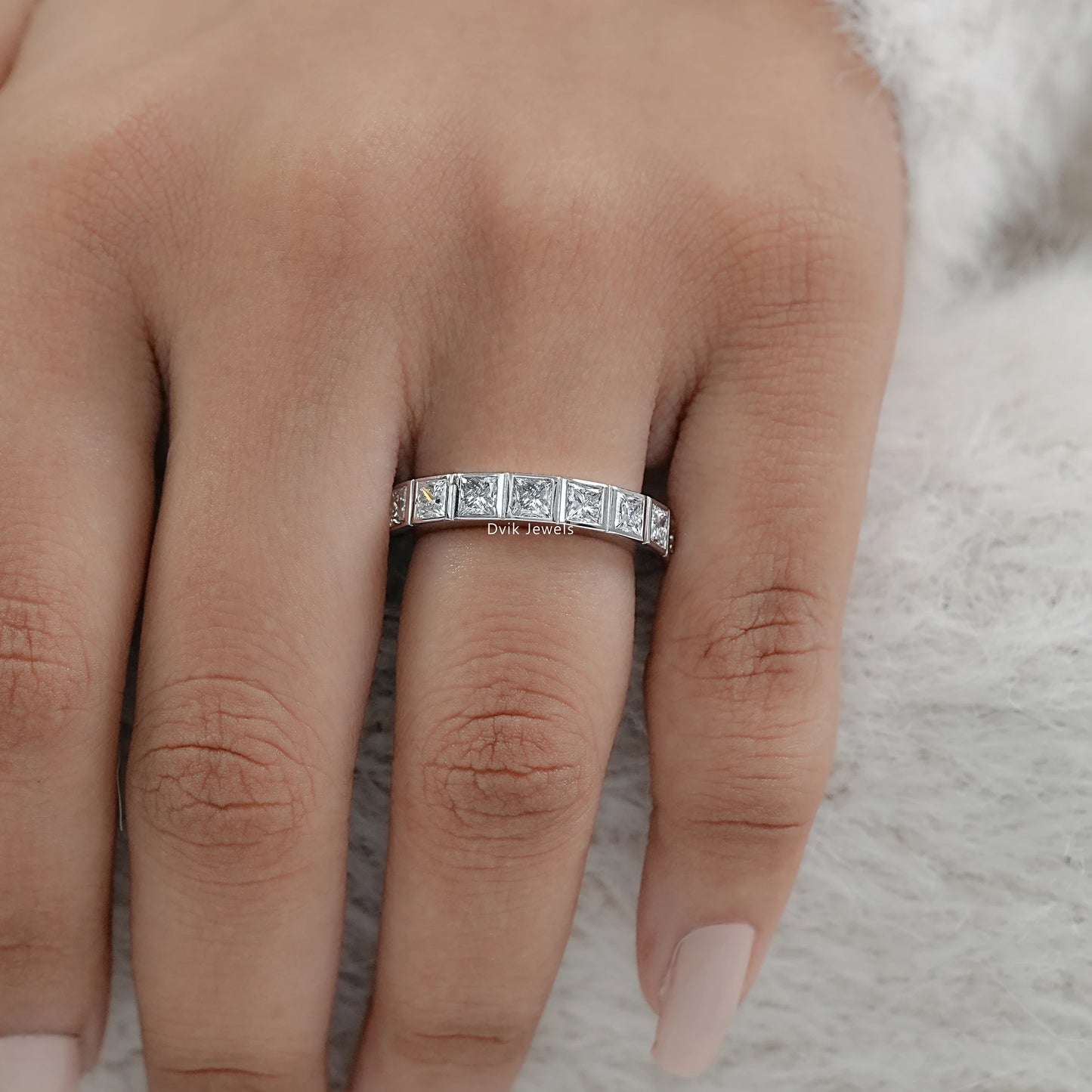 Princess Cut Diamond Channel Set Eternity Band