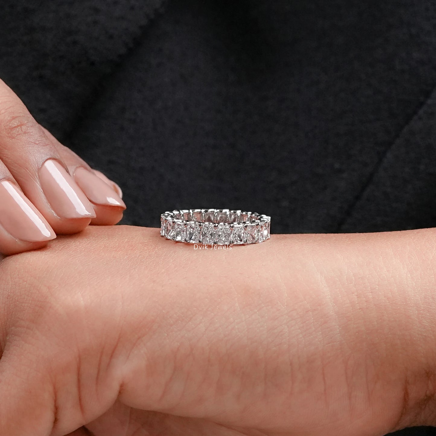 Radiant  Cut Lab  Diamond Eternity Wedding Band