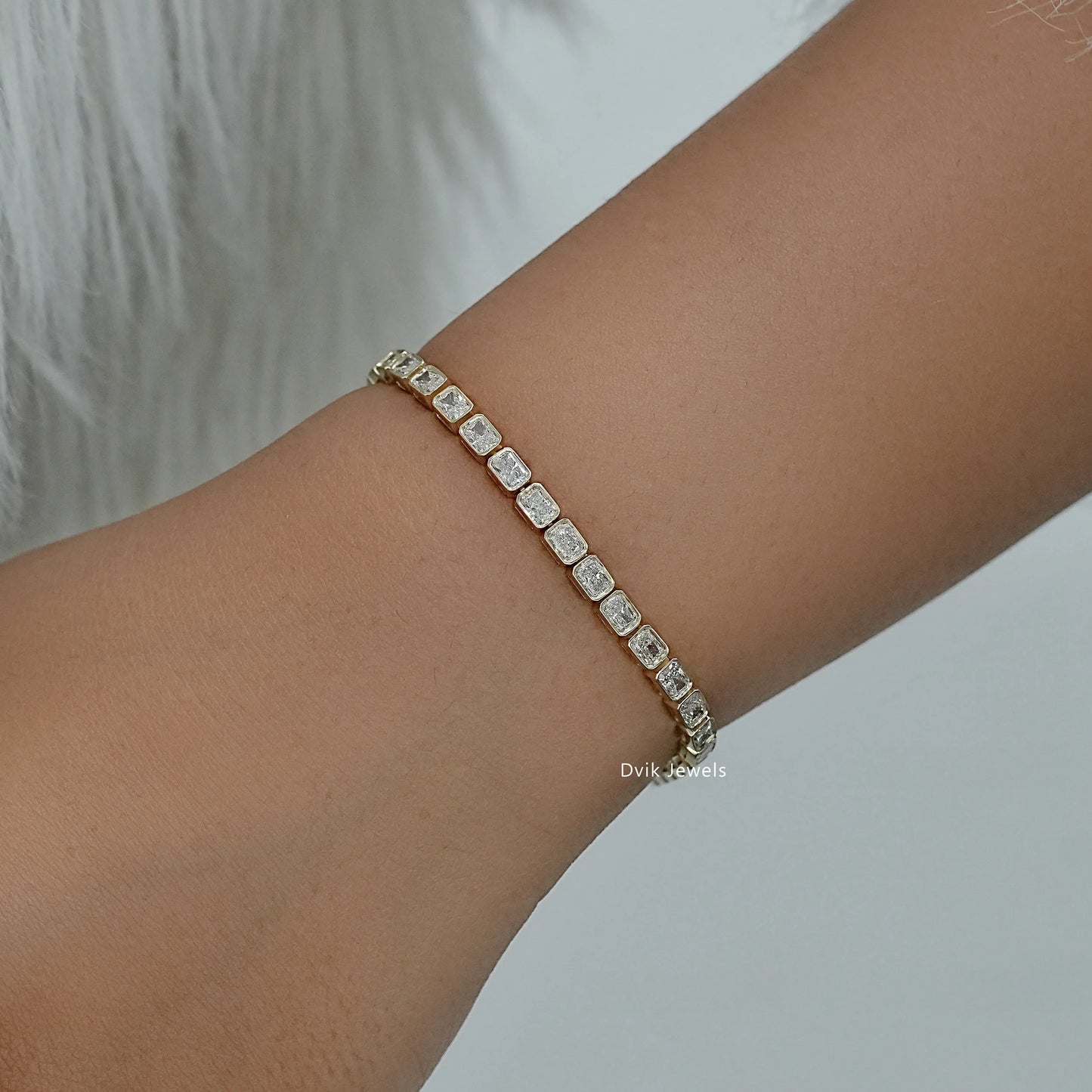 Bezel Set Radiant Cut Lab Diamond Tennis Bracelet Bracelet