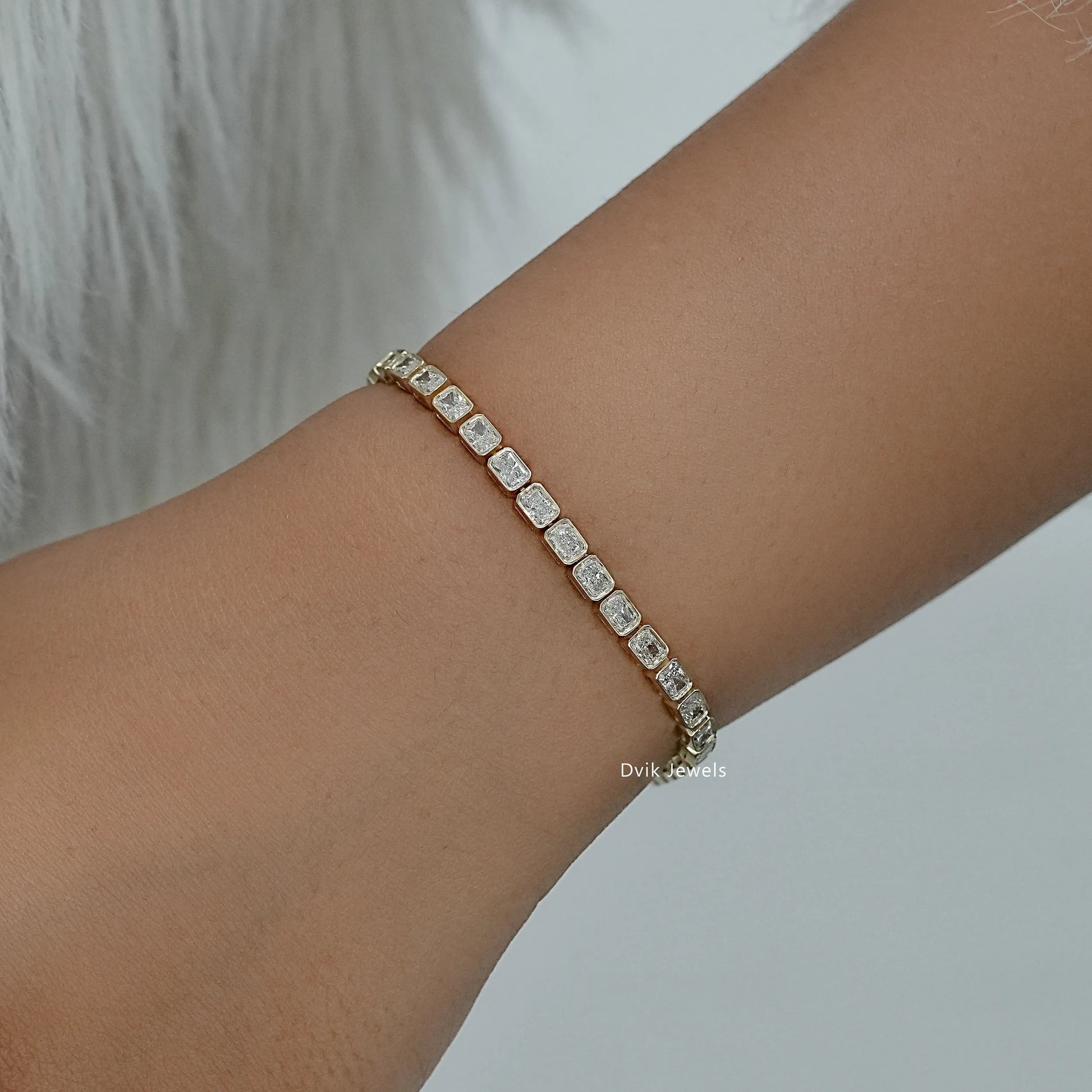 Bezel Set Radiant Cut Lab Diamond Tennis Bracelet Bracelet