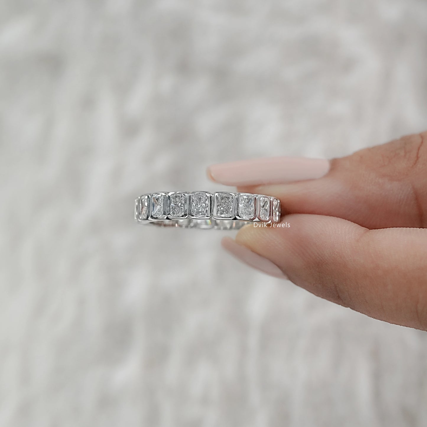 Radiant Cut Lab Diamond Bezel Set Eternity Band