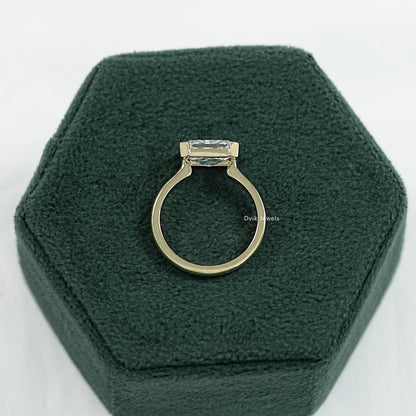 3ct radiant cut diamond ring yellow gold bezel setting profile