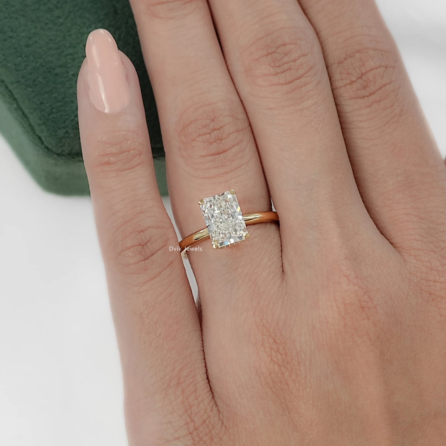 Radiant Cut Hidden Halo Lab Diamond Engagement Ring