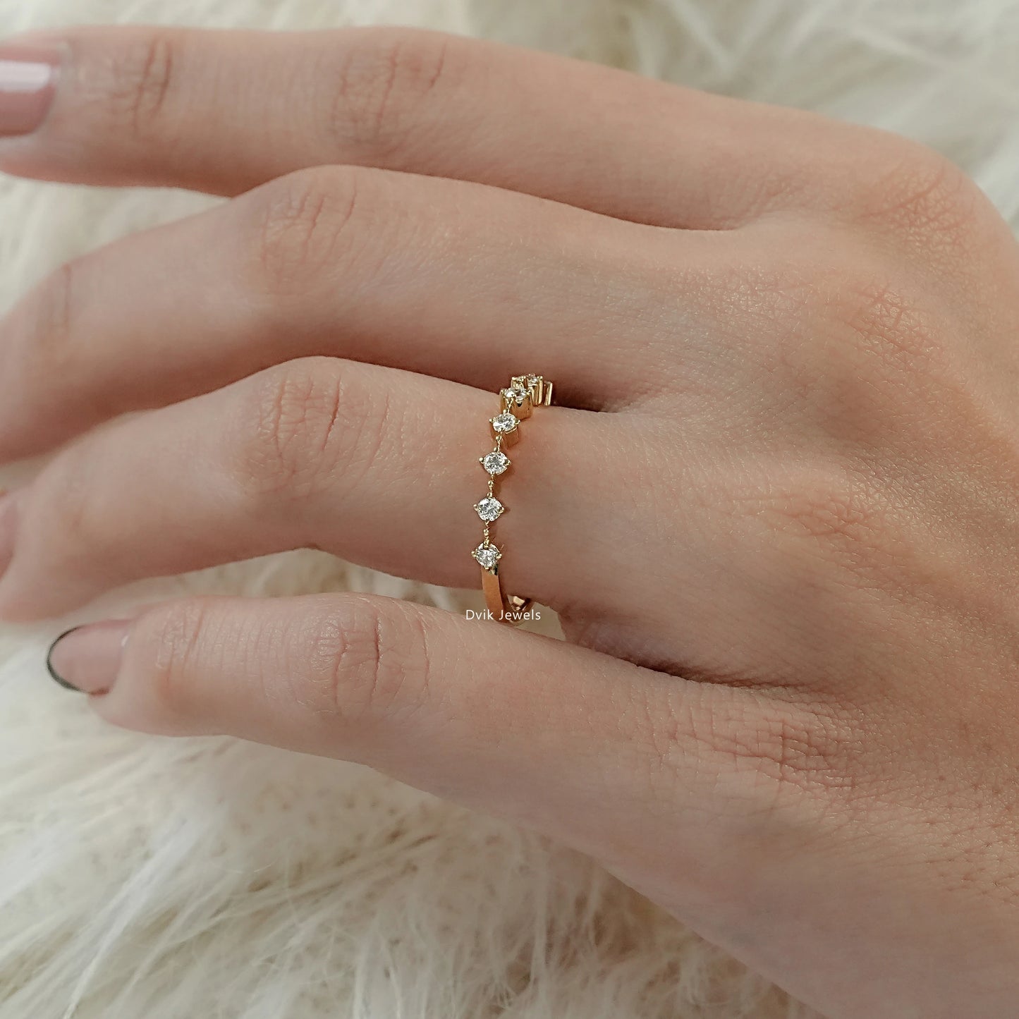 Round Cut Lab Diamond Half Eternity Band