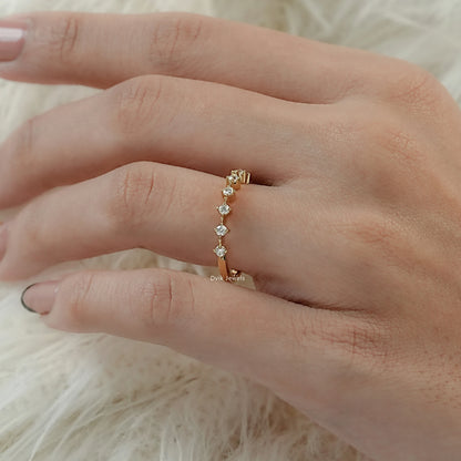 Round Cut Lab Diamond Half Eternity Band