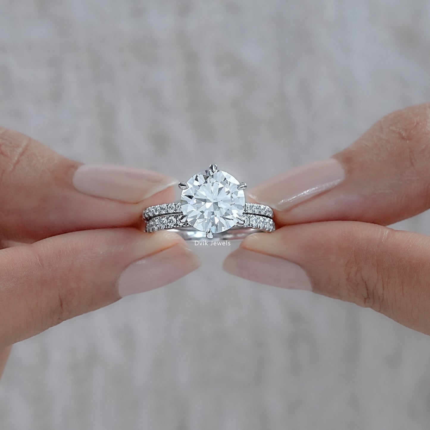 3 CT Round Cut Lab Diamond Bridal Ring Set