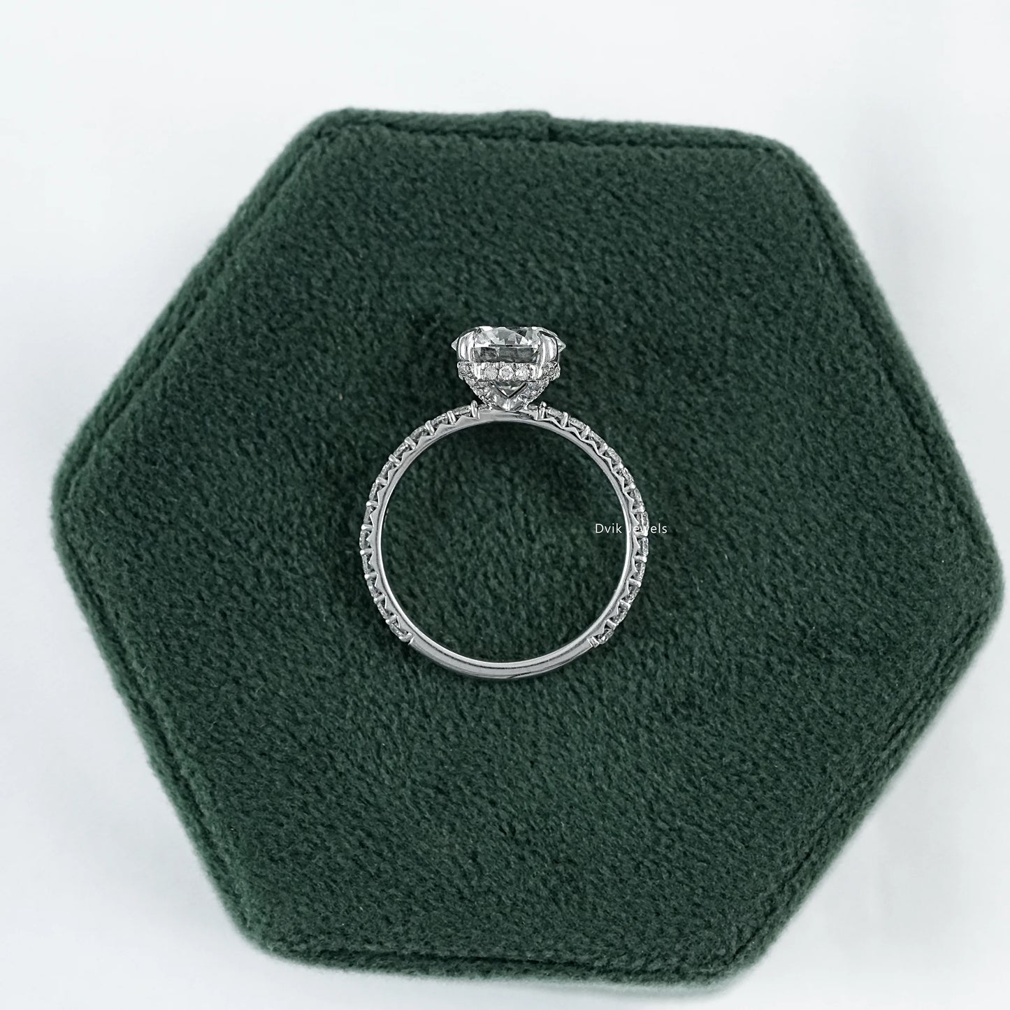 Round Cut Lab Diamond Pave Set Solitaire Ring