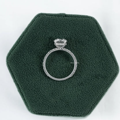 Round Cut Lab Diamond Pave Set Solitaire Ring