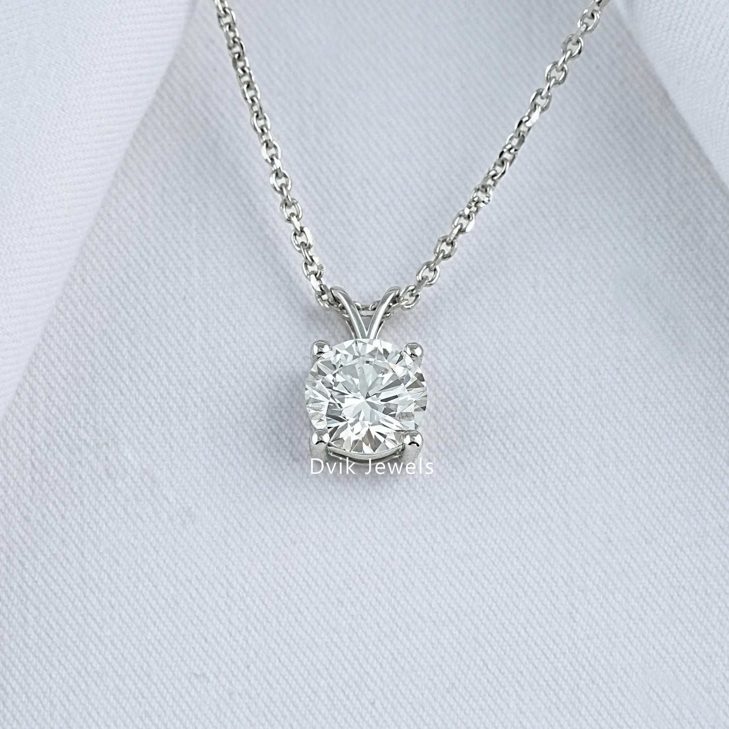 Round Lab Grown Diamond Solitaire Pendant