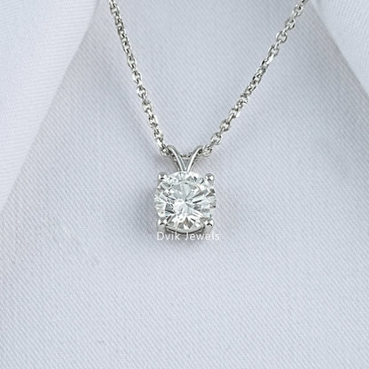Round Lab Grown Diamond Solitaire Pendant