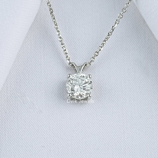 Round Lab Grown Diamond Solitaire Pendant