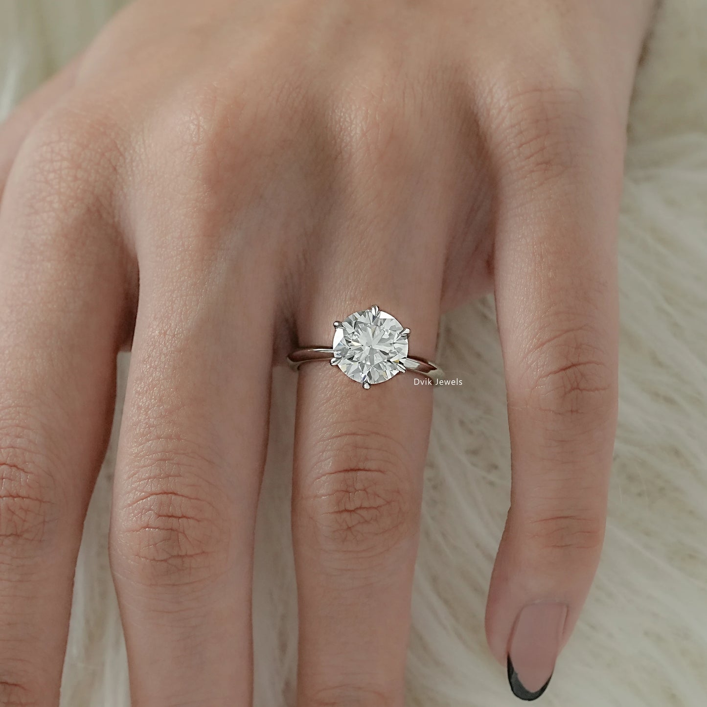 Round Cut Lab Diamond Solitaire Engagement Ring