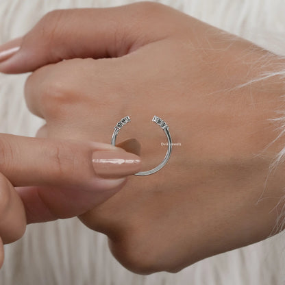 Round Cut Lab Diamond Double Cluster Open Ring Ring