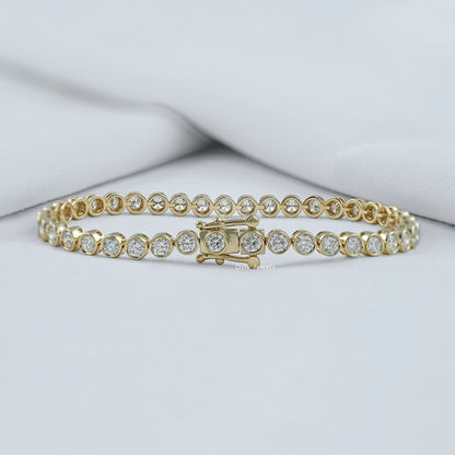 Bezel Set Round Lab Diamond Tennis Bracelet Bracelet