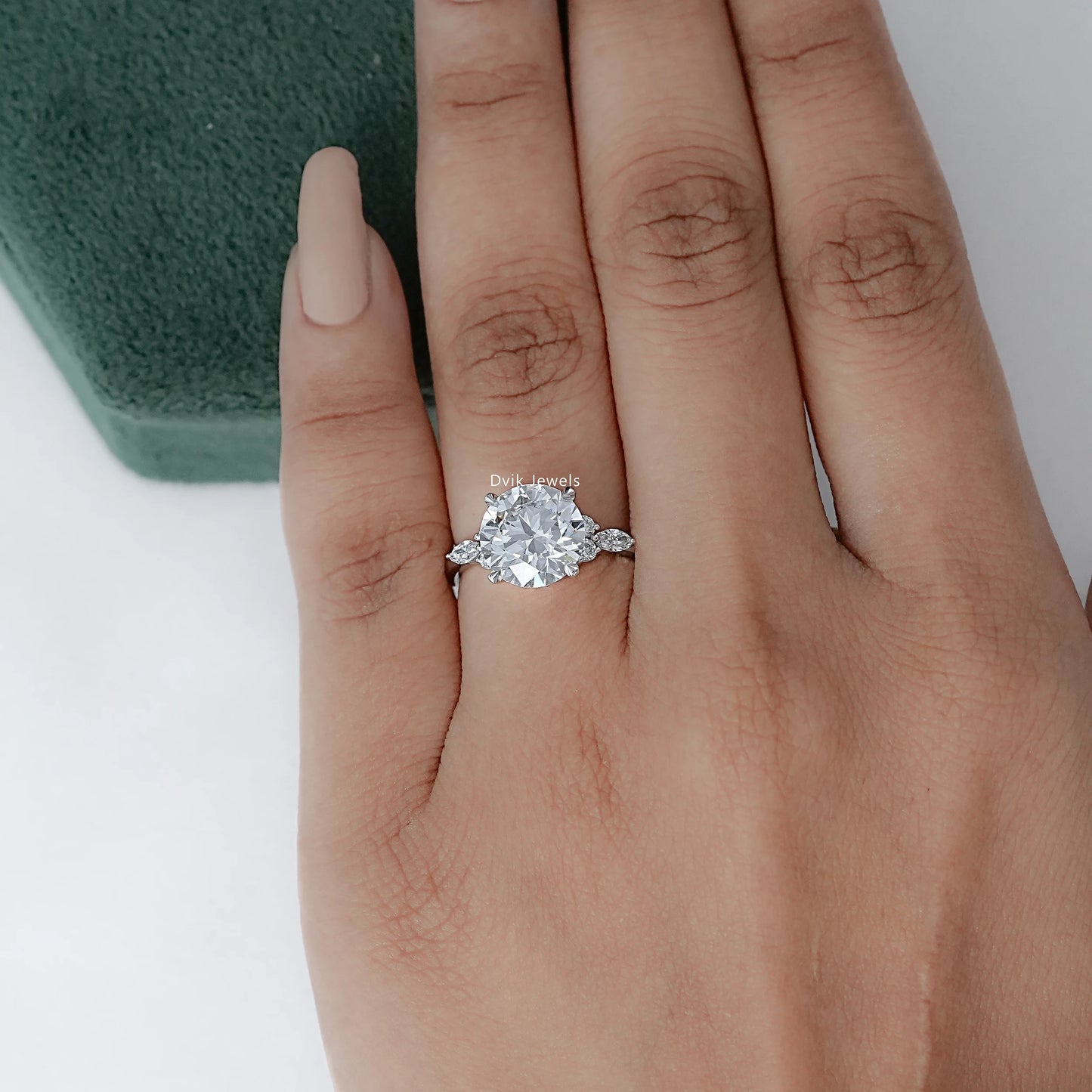 Classic Round Cut Center with Side Accent Engagement Ring
