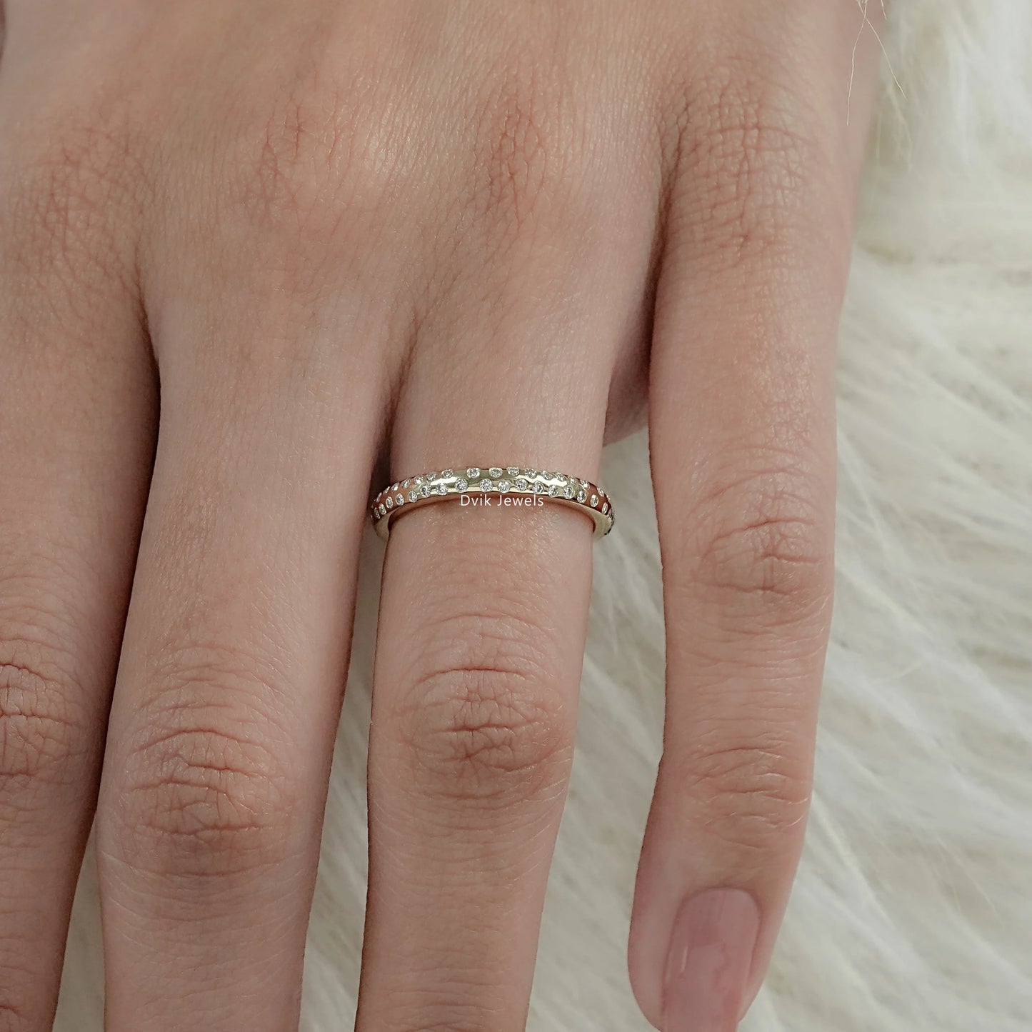 Round Cut Lab Diamond Double Row Eternity Band