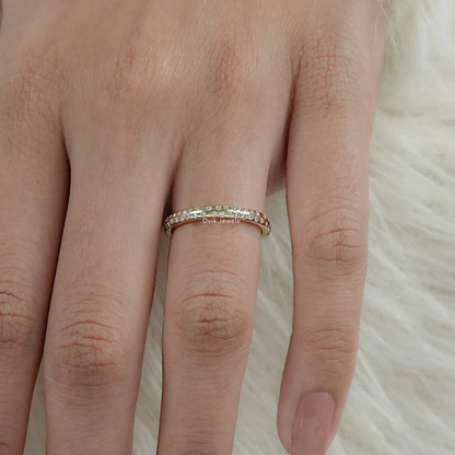 Round Cut Lab Diamond Double Row Eternity Band