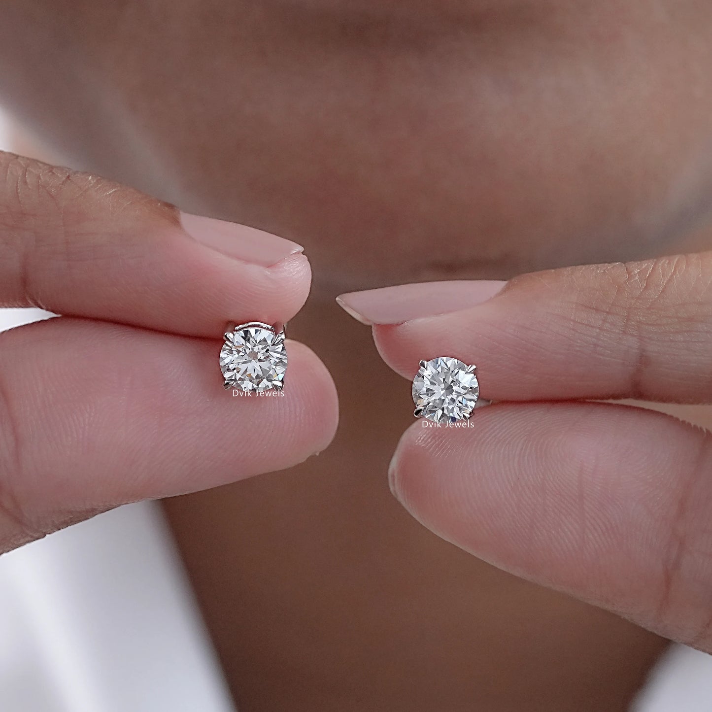 1.00 TCW & 2.00 TCW Round Lab Grown Diamond Stud Earrings
