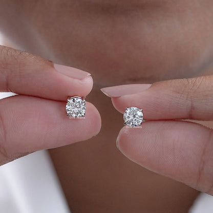 1.00 TCW & 2.00 TCW Round Lab Grown Diamond Stud Earrings